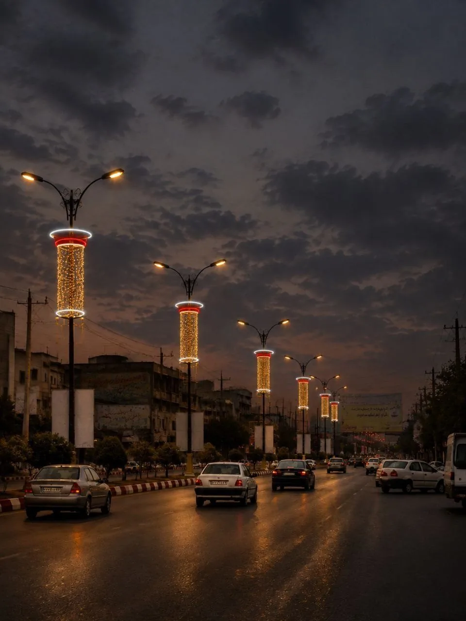ستون‌های نوری در خیابان